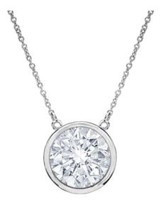 1.0CT DIAMOND 18KT WHITE GOLD CLASSIC ROUND SOLITAIRE BEZEL ETOILE LOVE NECKLACE