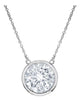 1.0CT DIAMOND 18KT WHITE GOLD CLASSIC ROUND SOLITAIRE BEZEL ETOILE LOVE NECKLACE