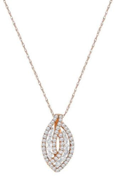 .85CT DIAMOND 18KT ROSE GOLD 3D MULTI ROW CRISS CROSS TEAR DROP FLOATING PENDANT