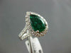 LARGE 3.96CT DIAMOND & AAA EMERALD 18KT WHITE GOLD 3D PEAR SHAPE ENGAGEMENT RING