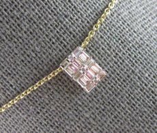 .23CT DIAMOND 14KT YELLOW GOLD 3D BAGUETTE CLUSTER RECTANGULAR FLOATING PENDANT