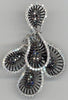 1.70CT WHITE & BLACK DIAMOND 18KT WHITE GOLD 3D FILIGREE FLOWER FLOATING PENDANT