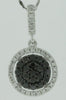 .38CT WHITE & BLACK DIAMOND 14KT WHITE GOLD ROUND CLUSTER HALO FLOATING PENDANT