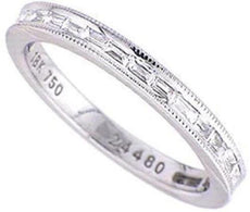 .68CT DIAMOND 18K WHITE GOLD BAGUETTE CHANNEL FILIGREE MILGRAIN ANNIVERSARY RING
