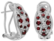 1.01CT DIAMOND & AAA RUBY 14KT WHITE GOLD 3D MARQUISE SHAPE CRISS CROSS EARRINGS