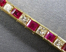 6.86CT DIAMOND & AAA RUBY 14KT YELLOW GOLD 3D CHANNEL INVISIBLE TENNIS BRACELET