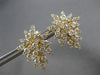 LARGE 3.28CT DIAMOND 18K YELLOW GOLD MULTI LEAF CLUSTER CLIP ON HANGING EARRINGS