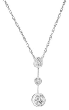 .31CT DIAMOND 14KT WHITE GOLD PAST PRESENT FUTURE BEZEL 3 STONE FLOATING PENDANT