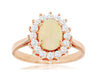 1.33CT DIAMOND & AAA OPAL 14KT ROSE GOLD 3D OVAL & ROUND FLOWER CLASSIC FUN RING