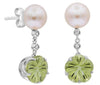 3.92CT DIAMOND & AAA LEMON QUARTZ & SOUTH SEA PEARL 14KT WHITE GOLD 3D EARRINGS