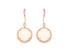 ESTATE 3.82CT DIAMOND & AAA OPAL 14KT ROSE GOLD CIRCULAR WAVE HANGING EARRINGS