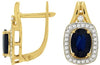 2.18CT DIAMOND & AAA SAPPHIRE 14KT YELLOW GOLD 3D OVAL & ROUND HANGING EARRINGS