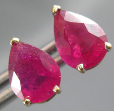 ESTATE LARGE 1.26CT AAA RUBY 14KT WHITE GOLD 3D PEAR SHAPE CLASSIC STUD EARRINGS