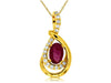 .69CT DIAMOND & AAA RUBY 14K YELLOW GOLD OVAL & ROUND TEAR DROP FLOATING PENDANT