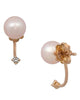 ESTATE .10CT DIAMOND & AAA PINK SOUTH SEA PEARL 18KT ROSE GOLD HANGING EARRINGS