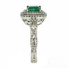 1.31CT DIAMOND & AAA EMERALD 18K WHITE GOLD SQUARE HALO INFINITY ENGAGEMENT RING