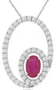 .88CT DIAMOND & AAA RUBY 14K WHITE GOLD OVAL & ROUND DOUBLE CIRCLE OF LIFE RING