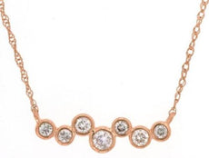.20CT DIAMOND 14KT ROSE GOLD 3D ROUND SEVEN STONE BEZEL ETOILE FUN LOVE NECKLACE
