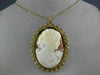 ANTIQUE EXTRA LARGE 18KT YELLOW GOLD HANDCRAFTED FILIGREE LADY CAMEO PIN PENDANT