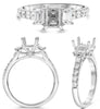 1.17CT DIAMOND PLATINUM ROUND & EMERALD CUT 4 PRONG SEMI MOUNT ENGAGEMENT RING