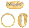 ESTATE .41CT DIAMOND 14K YELLOW GOLD ROUND CLUSTER MATTE & SHINY FLORAL FUN RING
