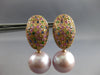 ESTATE LARGE 2.50CT AAA SAPPHIRE & PINK SOUTH SEA PEARL 18KT ROSE GOLD HANGING EARRINGS