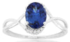1.34CT DIAMOND & AAA TANZANITE 14KT WHITE GOLD OVAL & ROUND INFINITY LOVE RING