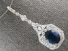 ESTATE LARGE 8.17CT DIAMOND & AAA SAPPHIRE 18K WHITE GOLD FLORAL HEXAGON PENDANT