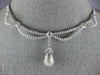ESTATE LARGE 8.25CT DIAMOND 14KT WHITE GOLD FLOWER TEAR DROP CLEOPATRA NECKLACE