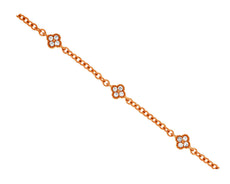 ESTATE .12CT DIAMOND 14KT ROSE GOLD 3D FLOWER BY THE YARD FILIGREE LOVE BRACELET