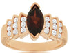 1.72CT DIAMOND & AAA GARNET 14KT ROSE GOLD 3D MARQUISE & ROUND ENGAGEMENT RING