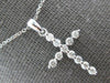 ESTATE .52CT DIAMOND 14K WHITE GOLD 3D ROUND SHARED PRONG CROSS FLOATING PENDANT