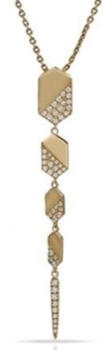 .25CT DIAMOND 14KT YELLOW GOLD 3D MULTI HEXAGON JOURNEY LARIAT FLOATING PENDANT