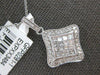 LARGE 1.10CT DIAMOND 18KT WHITE GOLD INVISIBLE SQUARE FILIGREE FLOATING PENDANT
