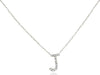 ESTATE .05CT DIAMOND 18KT WHITE GOLD 3D CLASSIC ROUND J INITIAL FUN NECKLACE