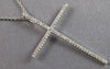 ESTATE LARGE .25CT DIAMOND 14KT WHITE GOLD 3D CLASSIC CROSS FLOATING PENDANT