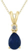 .28CT DIAMOND & AAA SAPPHIRE 14K YELLOW GOLD PEAR SHAPE & ROUND FLOATING PENDANT
