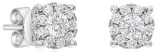 .47CT DIAMOND 14K WHITE GOLD ROUND CLASSIC SOLITAIRE HALO FILIGREE STUD EARRINGS
