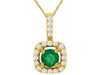 .42CT DIAMOND & AAA EMERALD 14KT YELLOW GOLD ROUND HALO SQUARE CLASSIC PENDANT