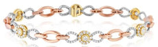 1.73CT DIAMOND 14KT WHITE YELLOW & ROSE GOLD 3D INFINITY FLORAL TENNIS BRACELET