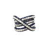 LARGE 4.38CT DIAMOND & AAA SAPPHIRE 18K WHITE GOLD 3D MULTI ROW CRISS CROSS RING