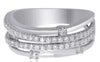 ESTATE .49CT DIAMOND 18KT WHITE GOLD 3D MULTI ROW CRISS CROSS ANNIVERSARY RING