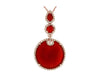 .44CT DIAMOND & AAA RED AGATE 14K ROSE GOLD CIRCULAR LOVE KNOT TEAR DROP PENDANT