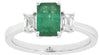 1.28CT DIAMOND & AAA EMERALD 14K WHITE GOLD 3 STONE EMERALD CUT ENGANGEMENT RING