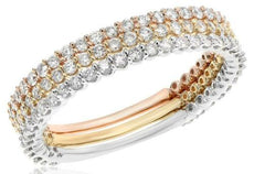 1.09CT DIAMOND 18KT TRI COLOR GOLD ETERNITY SIZEABLE STACKABLE ANNIVERSARY RING