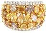 LARGE 5.61CT MULTI COLOR DIAMOND 18KT 2 TONE GOLD 3D MULTI ROW ANNIVERSARY RING