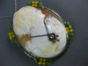 ANTIQUE LARGE .05CT DIAMOND & ENAMEL 14KT WHITE GOLD LADY CAMEO BROOCH PENDANT