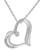 ESTATE .04CT DIAMOND 14KT WHITE GOLD CLASSIC OPEN HEART SIDEWAY FLOATING PENDANT