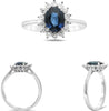 1.85CT DIAMOND & AAA SAPPHIRE 14K WHITE GOLD OVAL & ROUND FLOWER ENGAGEMENT RING