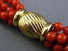 ESTATE LARGE AAA NATURAL CORAL 14KT YELLOW GOLD MULTI STRAND BEAD NECKLACE 25638